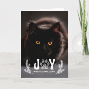 Joy Cat Paw Print und Pines Plover Lover Feiertagskarte