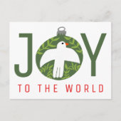 JOY Charming Dove Weihnachtsschmuck Xmas Feiertagspostkarte (Vorderseite)