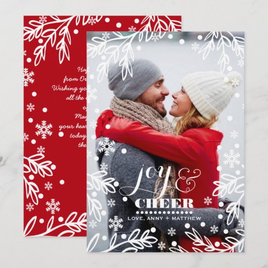 Joy & Cheer. Individuelle Urlaubsflachkarte Feiertagskarte (Vorne/Hinten)