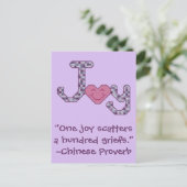 Joy Chinese Proverb Postkarte (Stehend Vorderseite)