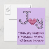 Joy Chinese Proverb Postkarte (Vorne/Hinten)