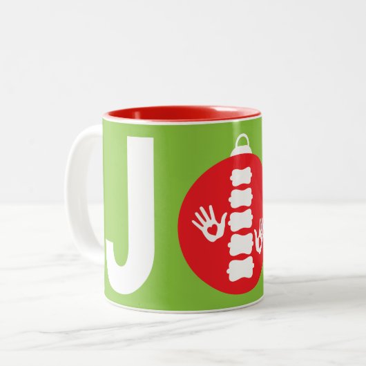 JOY Chiropractic Ornament Design Zweifarbige Tasse (Vorderseite Links)