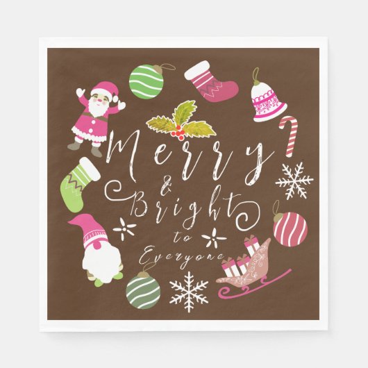 Joy Christmas Brown Serviette (Vorderseite)