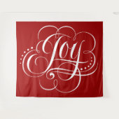 JOY Christmas Calligraphy Lettering Red Wandteppich (Vorderseite (Horizontal))