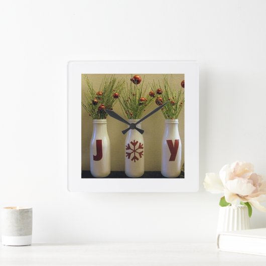 "JOY" CHRISTMAS CLOCK QUADRATISCHE WANDUHR (Zuhause)