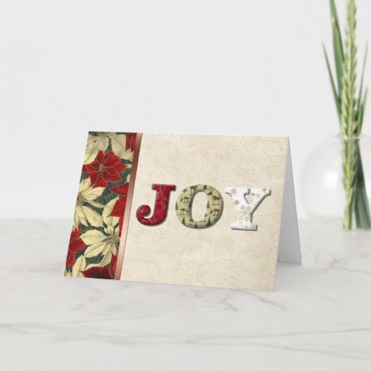 JOY Christmas Fabric Weihnachtskarte Feiertagskarte (Vorderseite)