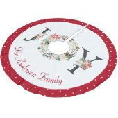 JOY Christmas Floral Wreath Custom Polyester Weihnachtsbaumdecke (Schrägansicht)