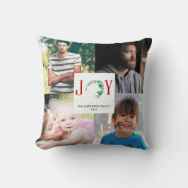 JOY Christmas Foto Collage 4 Familienbilder Kissen