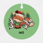 Joy Christmas Fox Ornament Aus Metall (Vorderseite)