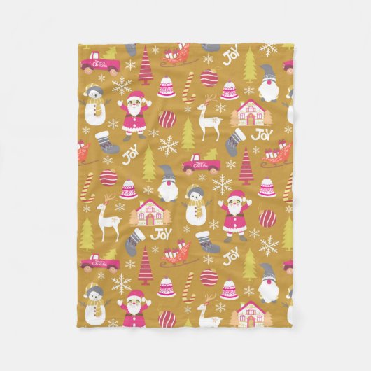 Joy Christmas Gold Fleecedecke (Vorderseite)