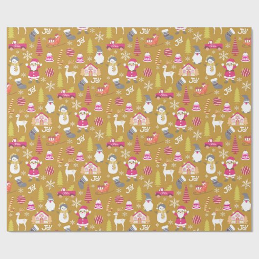 Joy Christmas Gold Geschenkpapier (Flach)