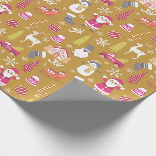 Joy Christmas Gold Geschenkpapier (Ecke)