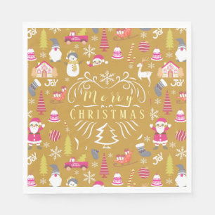 Joy Christmas Gold Serviette