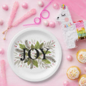 JOY, Christmas Greenery Holiday Pappteller (Party)