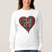 Joy Christmas Holiday Red & Green Heart Tartan Sweatshirt (Vorderseite)
