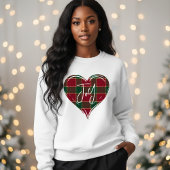 Joy Christmas Holiday Red & Green Heart Tartan Sweatshirt