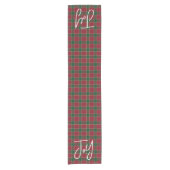 Joy Christmas Holiday Red & Green Tartan Pattern Kurzer Tischläufer (Vorderseite)