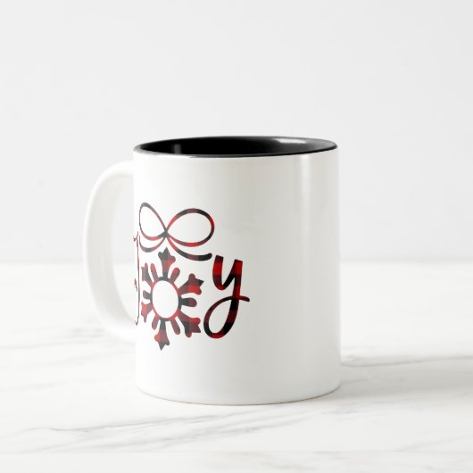 Joy Christmas Joy To The World Joyful Merry Xmas Zweifarbige Tasse (Vorderseite Links)