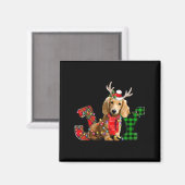 Joy Christmas Lights Long Haired Dachshund Dog San Magnet (Vorderseite/Rückseite)