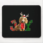 Joy Christmas Lights Long Haired Dachshund Dog San Mousepad (Vorne)