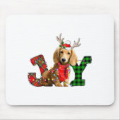 Joy Christmas Lights Long Haired Dachshund Dog San Mousepad (Vorne)