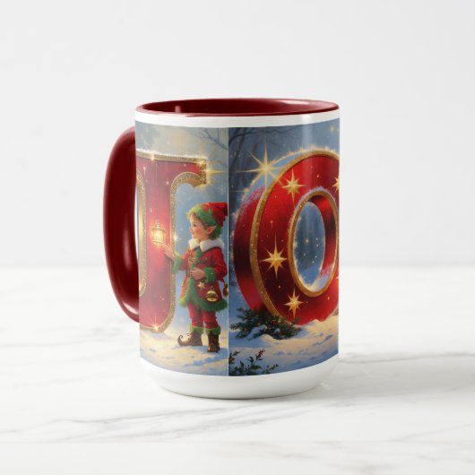 JOY Christmas Mug – 15 oz Festive Mug Tasse (Vorderseite Links)