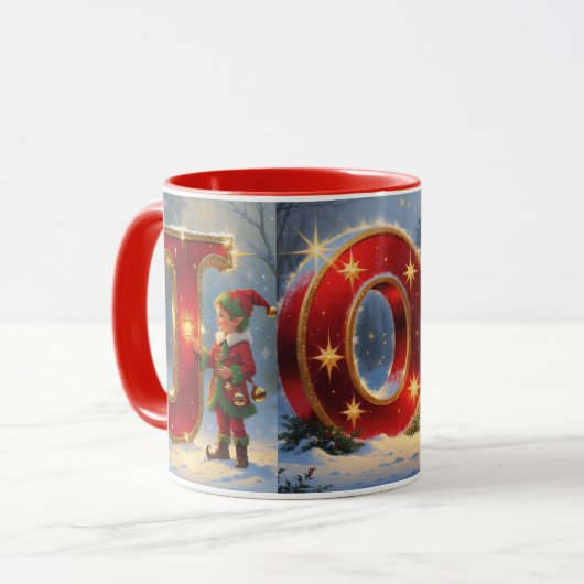JOY Christmas Mug - Festive Joy Holiday Coffee Mug Tasse (Vorderseite Links)