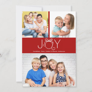 Joy Christmas Ornament 3 FOTOS Feiertagskarte