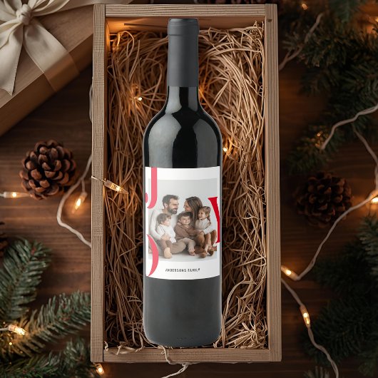 JOY Christmas | Personalisiert Holiday Foto Gesche Weinetikett