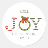 Joy-Christmas Runder Aufkleber (Vorderseite)