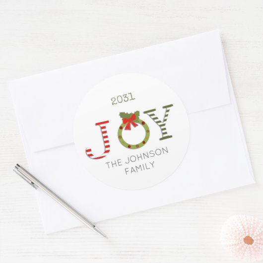 Joy-Christmas Runder Aufkleber (Umschlag)