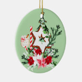JOY Christmas Tree Flowers Candy Cane Keramik Ornament (Rechts)