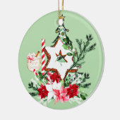 JOY Christmas Tree Flowers Candy Cane Keramik Ornament (Links)