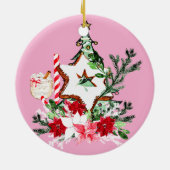 JOY Christmas Tree Flowers Candy Cane Keramik Ornament (Hinten)