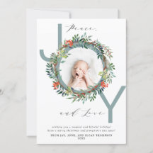 JOY Christmas Wreath Blue Baby Foto