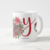 JOY Christmas Wreath Foto Jumbo-Tasse (Vorderseite Rechts)