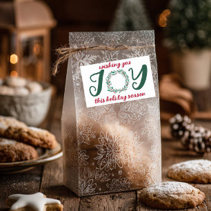 JOY Christmas Wreath HandGezeichnet CUSTOM Rechteckiger Aufkleber