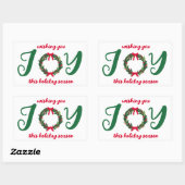 JOY Christmas Wreath HandGezeichnet CUSTOM Rechteckiger Aufkleber (Blatt)