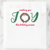JOY Christmas Wreath HandGezeichnet CUSTOM Rechteckiger Aufkleber (Tasche)