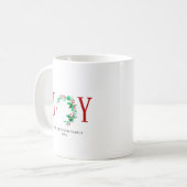 Joy Christmas Wreath Holiday Watercolor Kaffeetasse (Vorderseite Links)