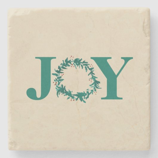 Joy Christmas Wreath mit Berries Steinuntersetzer (Vorderseite)