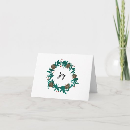 Joy Christmas Wreath Painting Karte (Vorderseite)