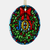 Joy Christmas Wreath Stained Glass Keramik Ornament (Rechts)
