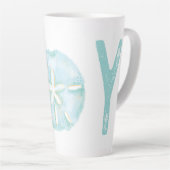 Joy Coastal Ocean Aquamarin Watercolor Sand Dollar Milchtasse (Rechte Ecke)