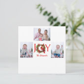 JOY | COLLAGE ACHT FOTOS CHRISTMAS CARD DANKESKARTE (Stehend Vorderseite)
