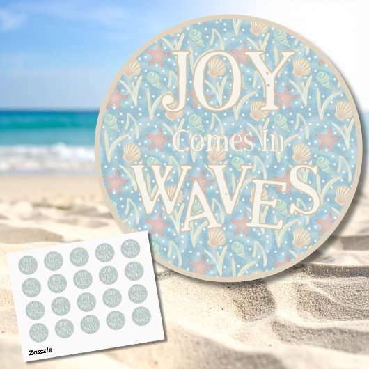 Joy Comes in Waves – Boho Beach Runder Aufkleber