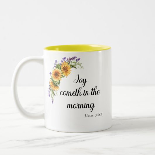 Joy Cometh in the Morning Mug Zweifarbige Tasse (Links)