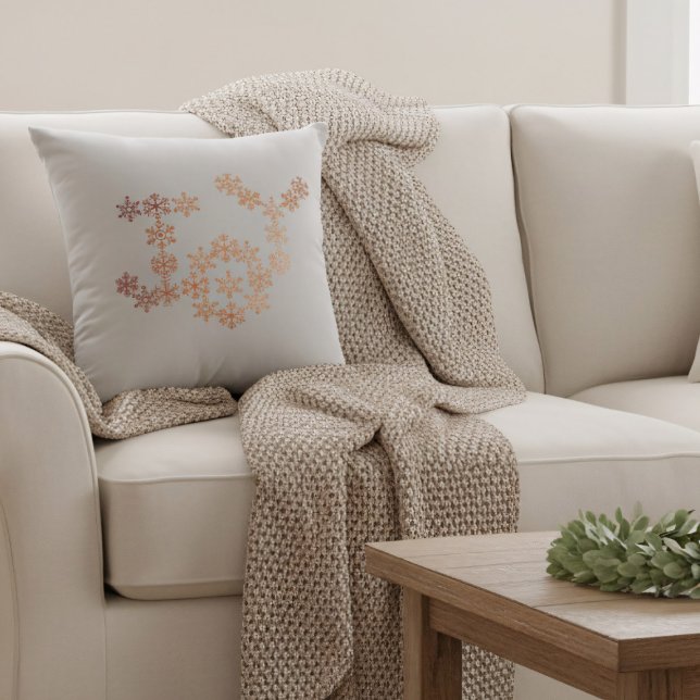 Joy Copper Snowflakes Grau Christmas Throw Kissen (Bring modern farmhouse charm to your holidays!)