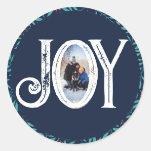 Joy Custom Family Foto Weihnachtsfeiertag Runder Aufkleber