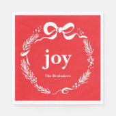Joy Custom Red Modern Original Bow Christmas Serviette (Vorderseite)